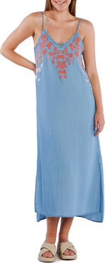 Billy T Flower Garden Cotton Blend Slipdress