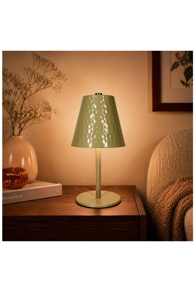 Mini Hammered Metal Touch Table Lamp, Alternate, color, SAGE GREEN
