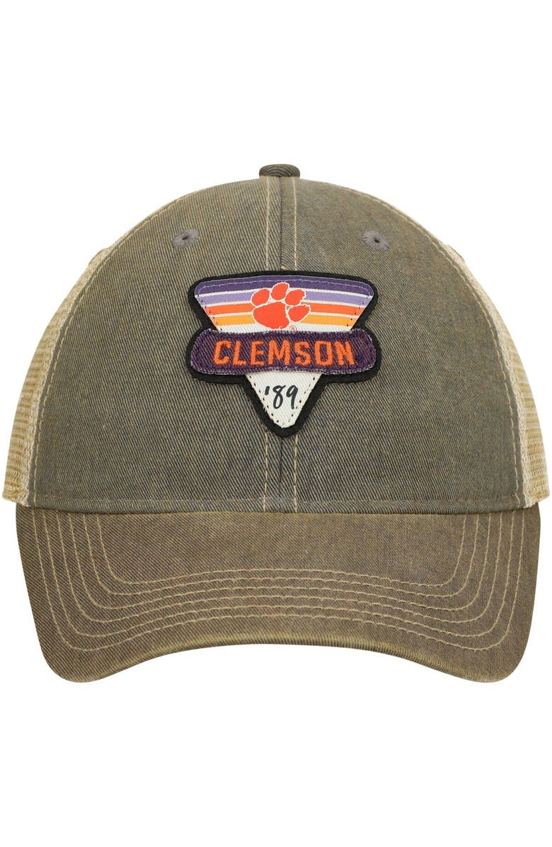 LEGACY ATHLETIC Men's Gray Clemson Tigers Legacy Point Old Favorite Trucker Snapback Hat, Alternate, color,