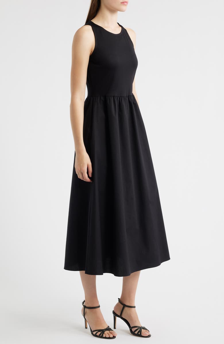 Anne Klein Mixed Media Sleeveless Cotton Midi Dress, Alternate, color, 