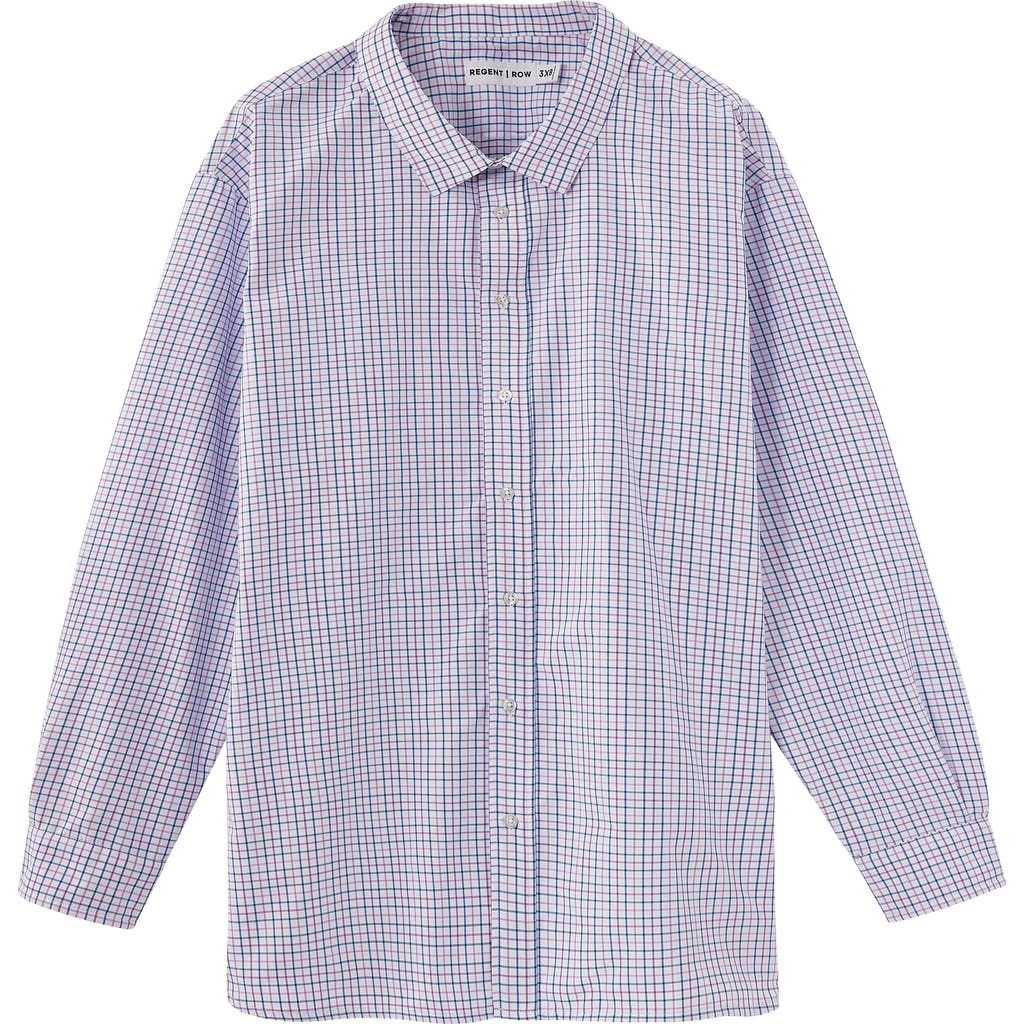 Regent Row Big And Tall Stanton Shirt Long Sleeve Button Down In Purple-pink-check