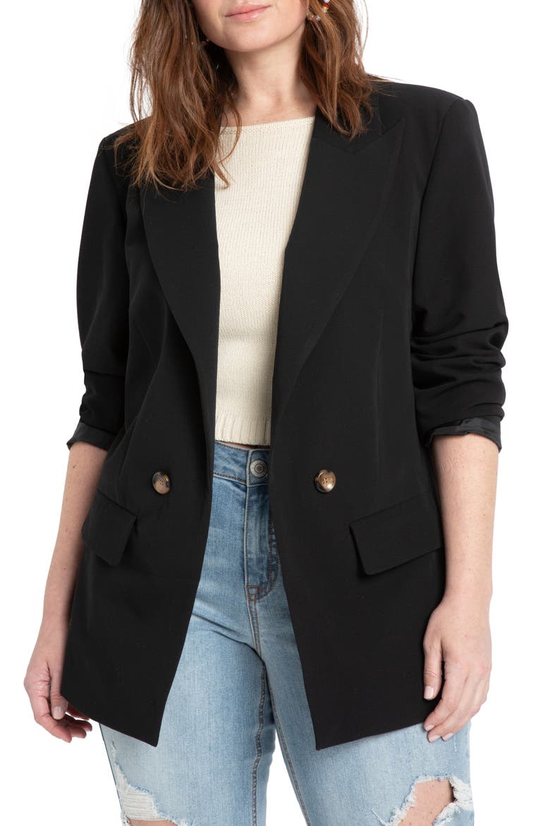 Long Relaxed Blazer, Main, color, TOTALLY BLACK