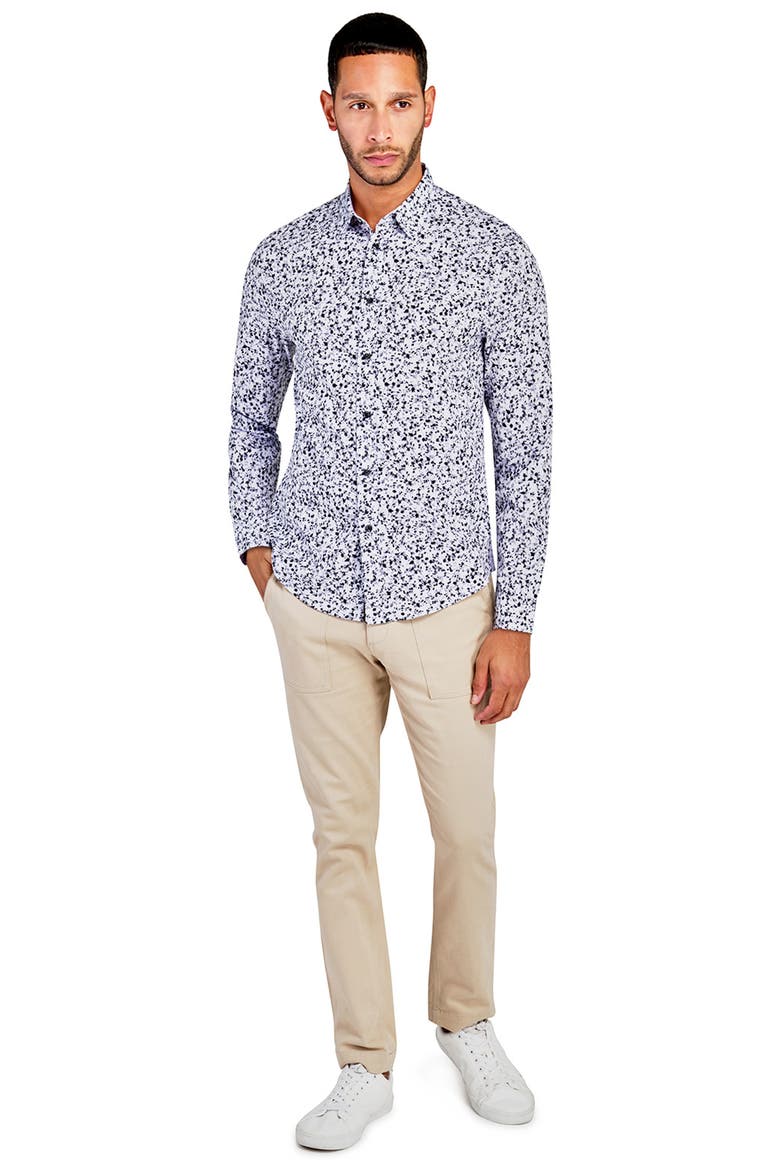 Mini Floral Recycled 4-Way Stretch Performance Long Sleeve Shirt, Alternate, color, WHITE