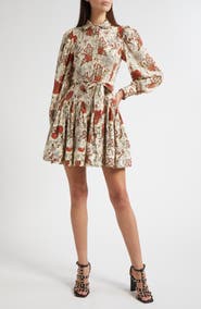 Ulla Johnson Simona Floral Print Long Sleeve Silk Minidress