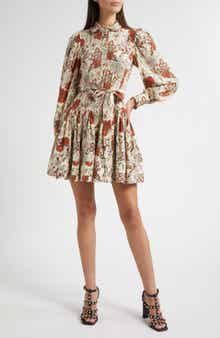 Ulla Johnson Simona Floral Print Long Sleeve Silk Minidress