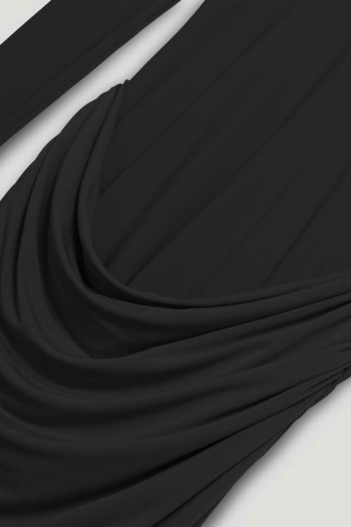 Nocturne High-neck Ruched Maxi Dress In Black