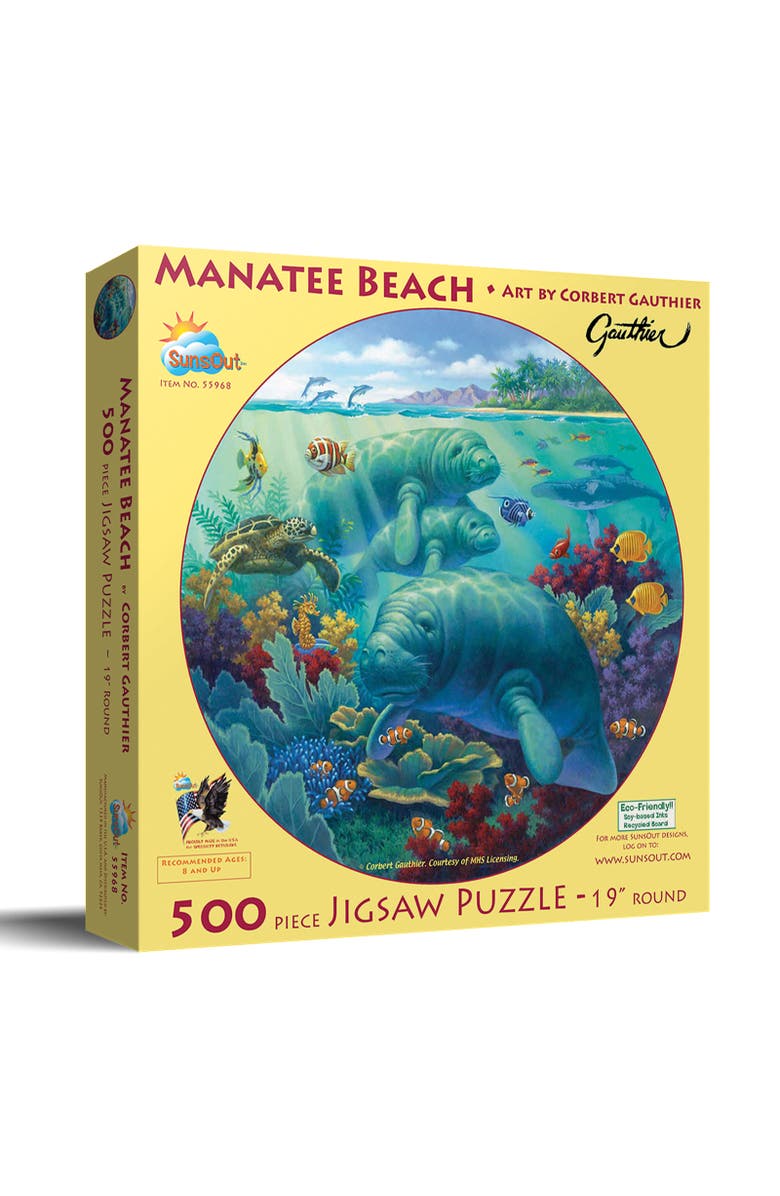 Sunsout Manatee Beach 500 piece Jigsaw Puzzle for Adults Round, Main, color, Multicolor
