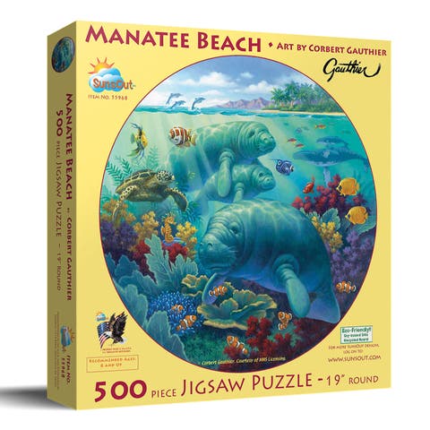 Manatee Beach 500 piece Jigsaw Puzzle for Adults Round