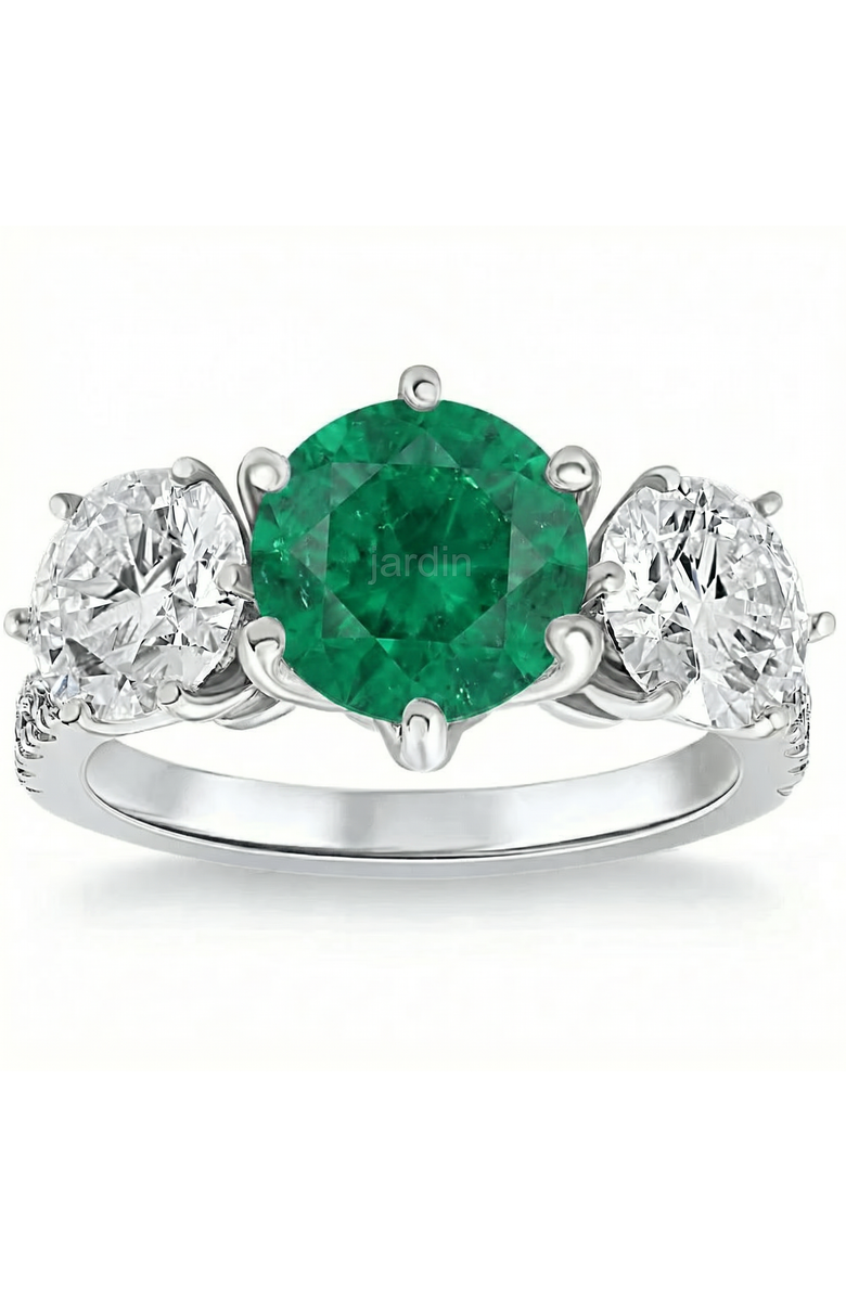 Bliss Diamond 6 3/4Ct Emerald Diamond Ring Three Stone Gold Lab Grown, Main, color, 10K White Gold