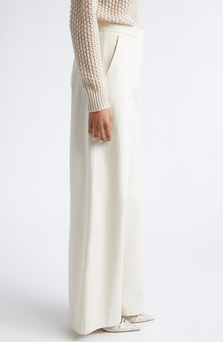 Max Mara Dentice Stretch Cotton Twill Pants, Alternate, color, Ivory