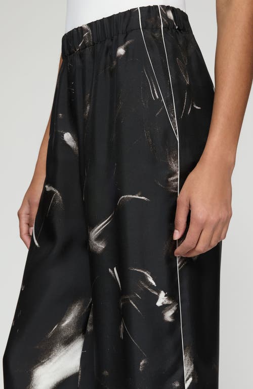 Lafayette 148 Riverside Wide-leg Silk Pants In Black Multi