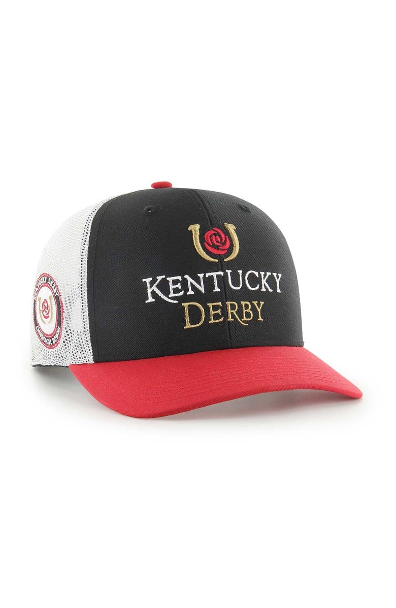 '47 Men's '47 Black Kentucky Derby Side Note Trucker Snapback Hat, Main, color, 