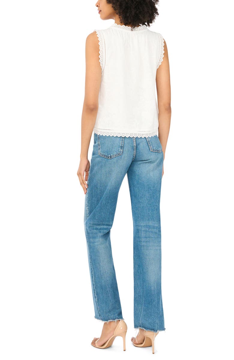 Vince Camuto Sleeveless Button Front Crop Top, Alternate, color, Ultra White