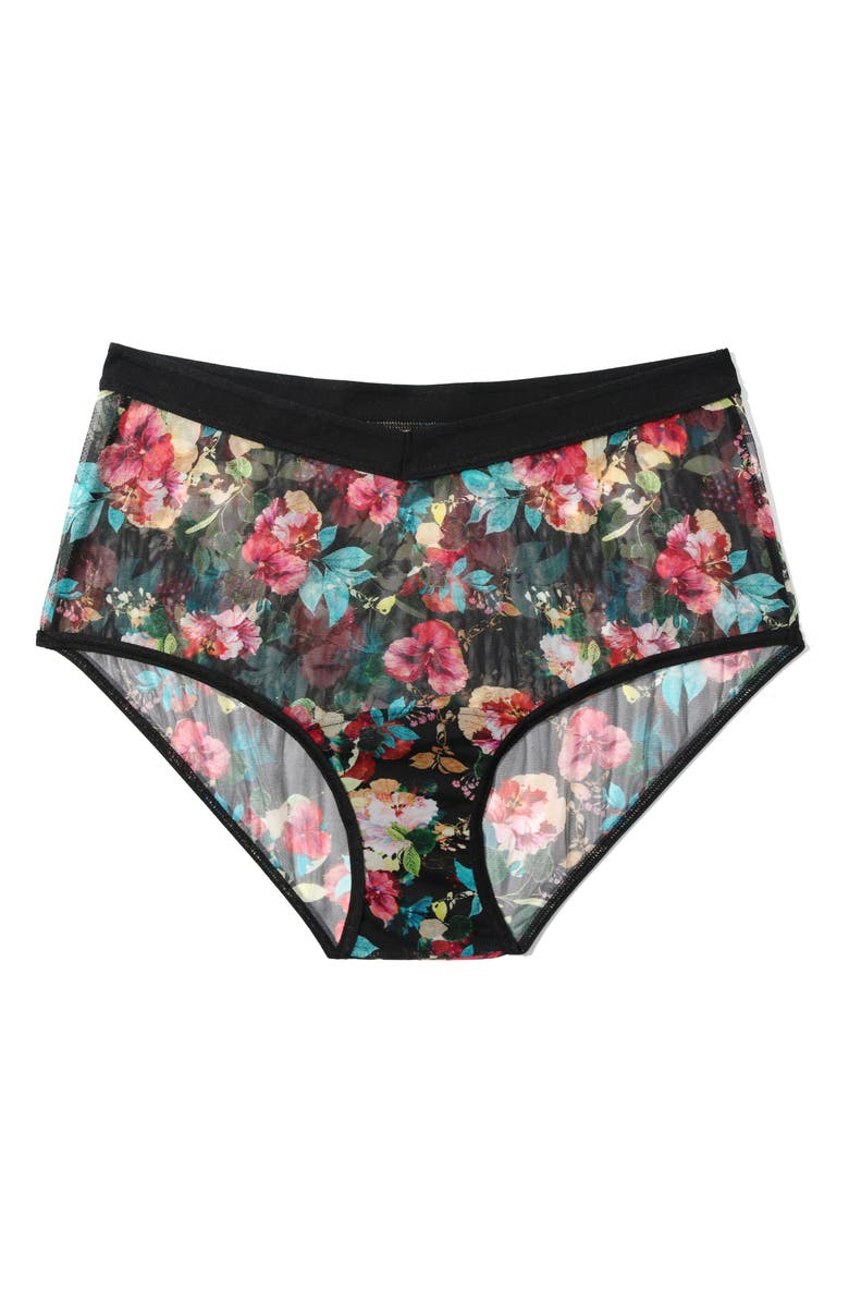 Hanky Panky Mesh Boyshorts, Alternate, color, Botanic Romantic
