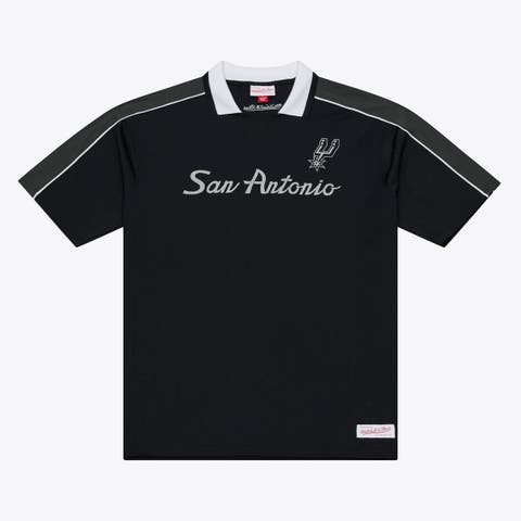 Men's Mitchell & Ness  Black San Antonio Spurs Polo Jersey