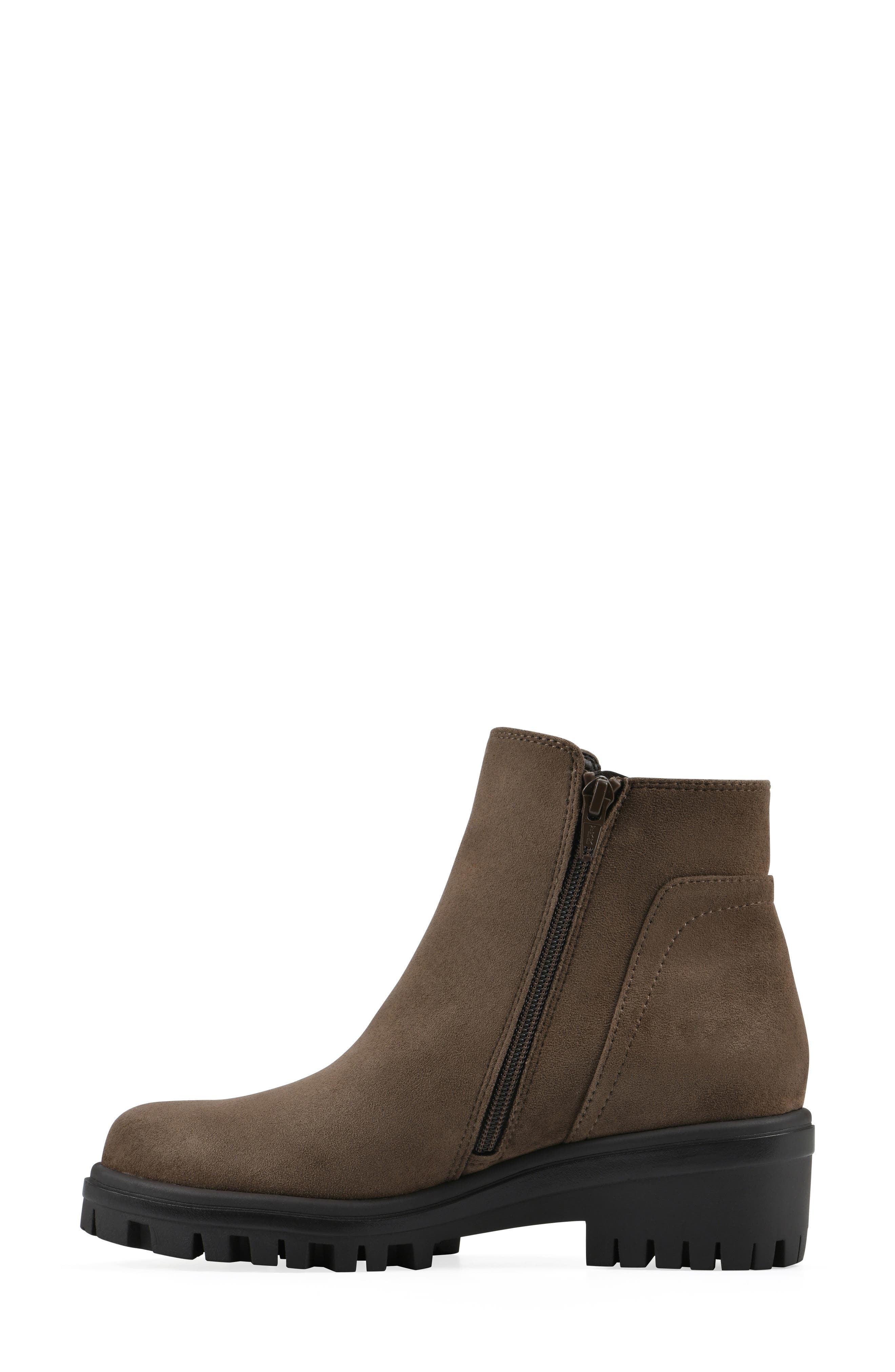 White Mountain Footwear Tahj Lug Sole Bootie, Alternate, color, Dark Taupe/ Faux/ Suede