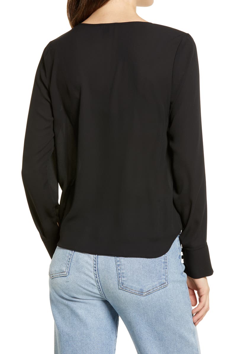 Halogen<sup>®</sup> Cross Front Blouse, Alternate, color, Black