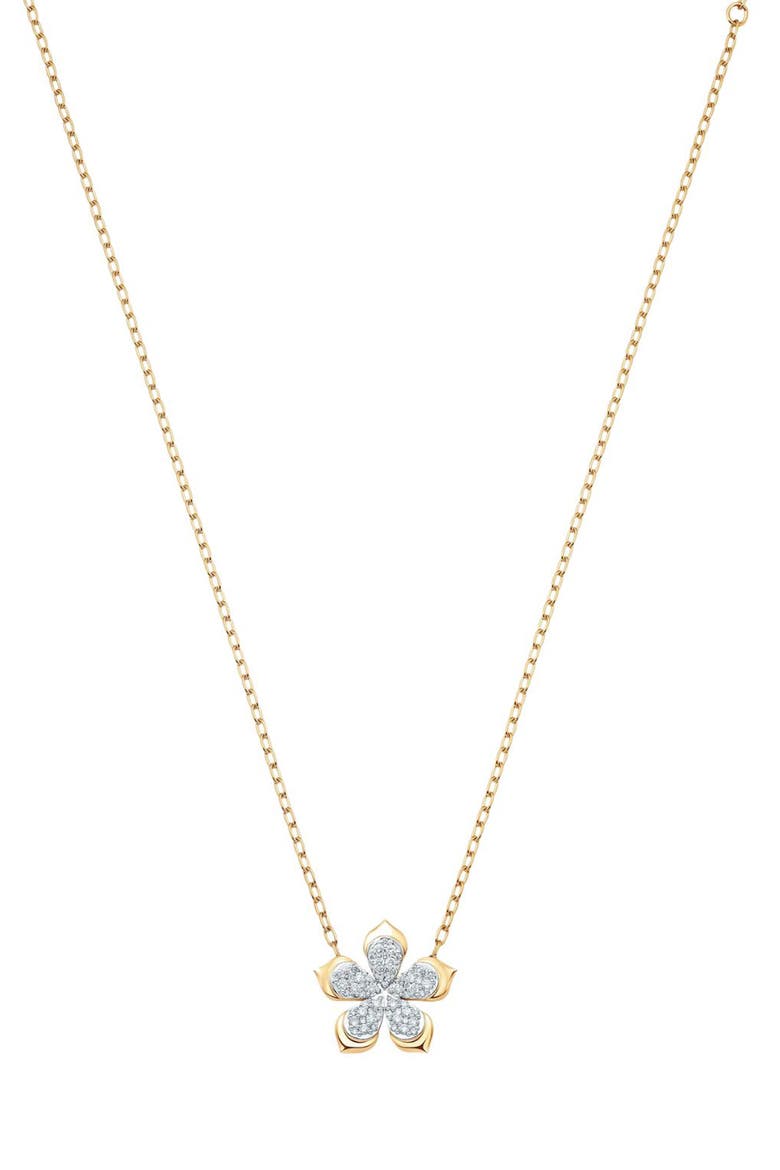 Lierre Diamond Pavé Flower Pendant Necklace, Main, color, YELLOW GOLD/ DIAMOND