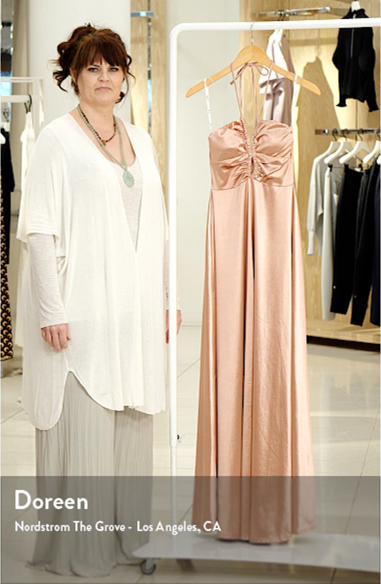 Halter Neck Keyhole Satin Gown, sales video thumbnail