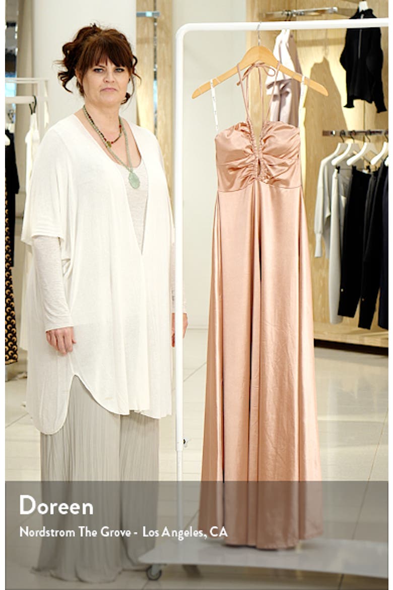 Halter Neck Keyhole Satin Gown video