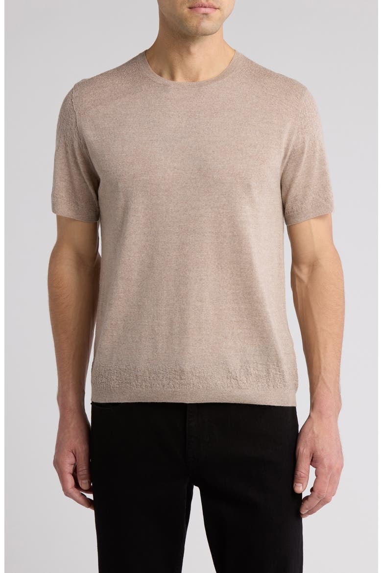 Alvito Regular Fit Short Sleeve Wool Sweater, Main, color, FOSSIL GREY