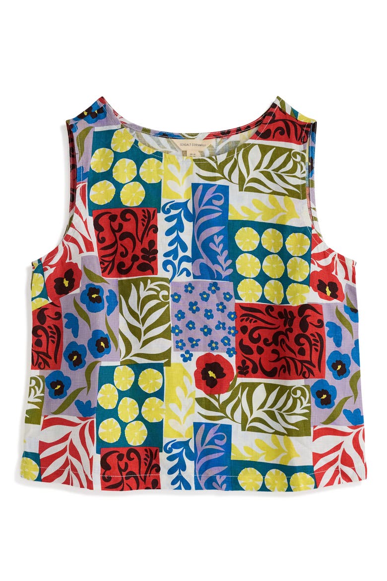 Colour Study Boxy Linen Tank, Alternate, color, HEADLAND PATCHWORK MIX