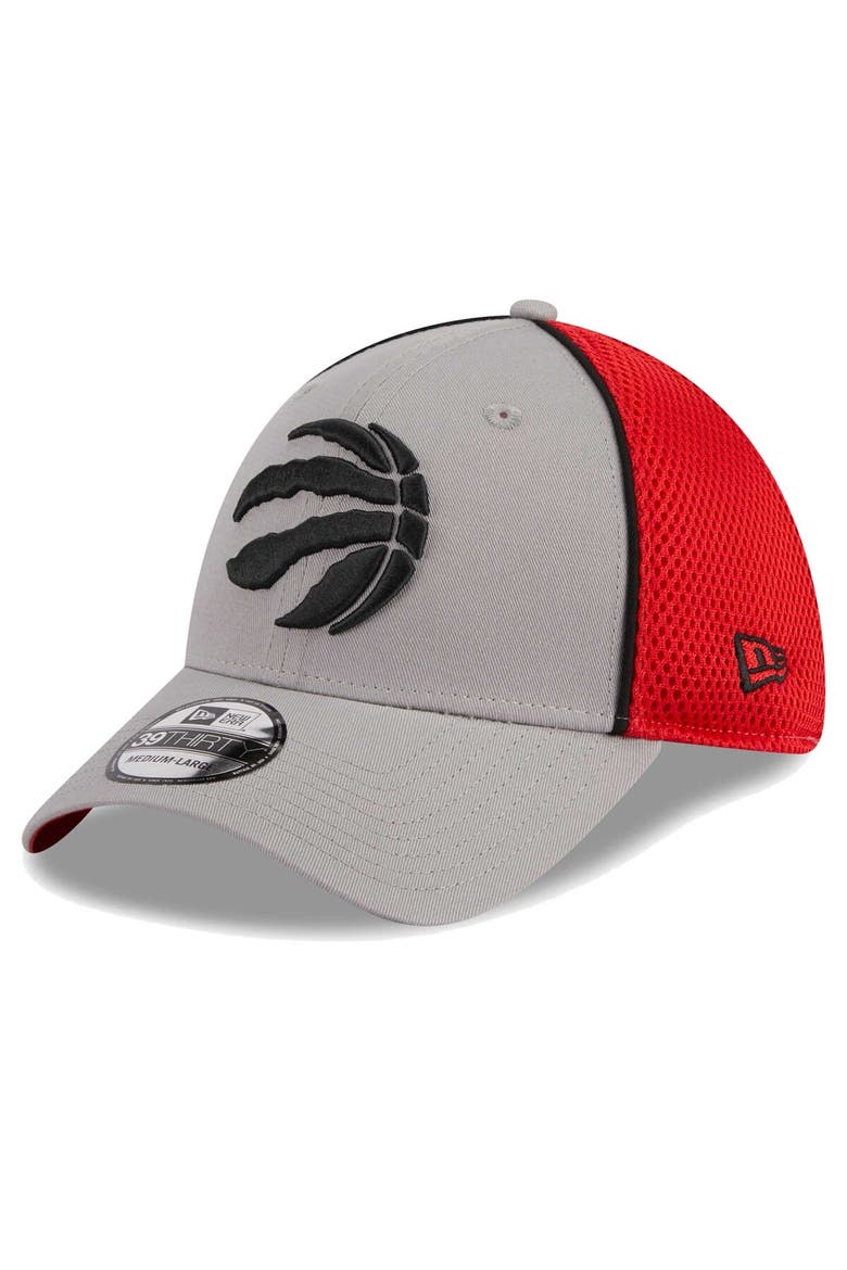 Men's New Era Gray/Red Toronto Raptors Piped Two-Tone 39THIRTY Flex Hat, Main, color, Gray