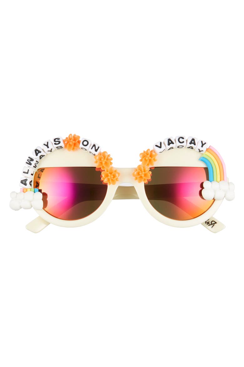 Always on Vacay Rainbow Round Sunglasses, Alternate, color, CREAM/ MULTI