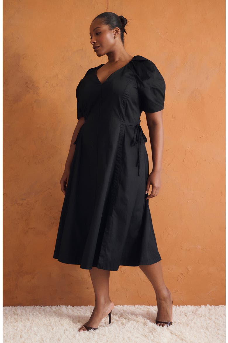 Kyah Faux Wrap Dress, Alternate, color, BLACK