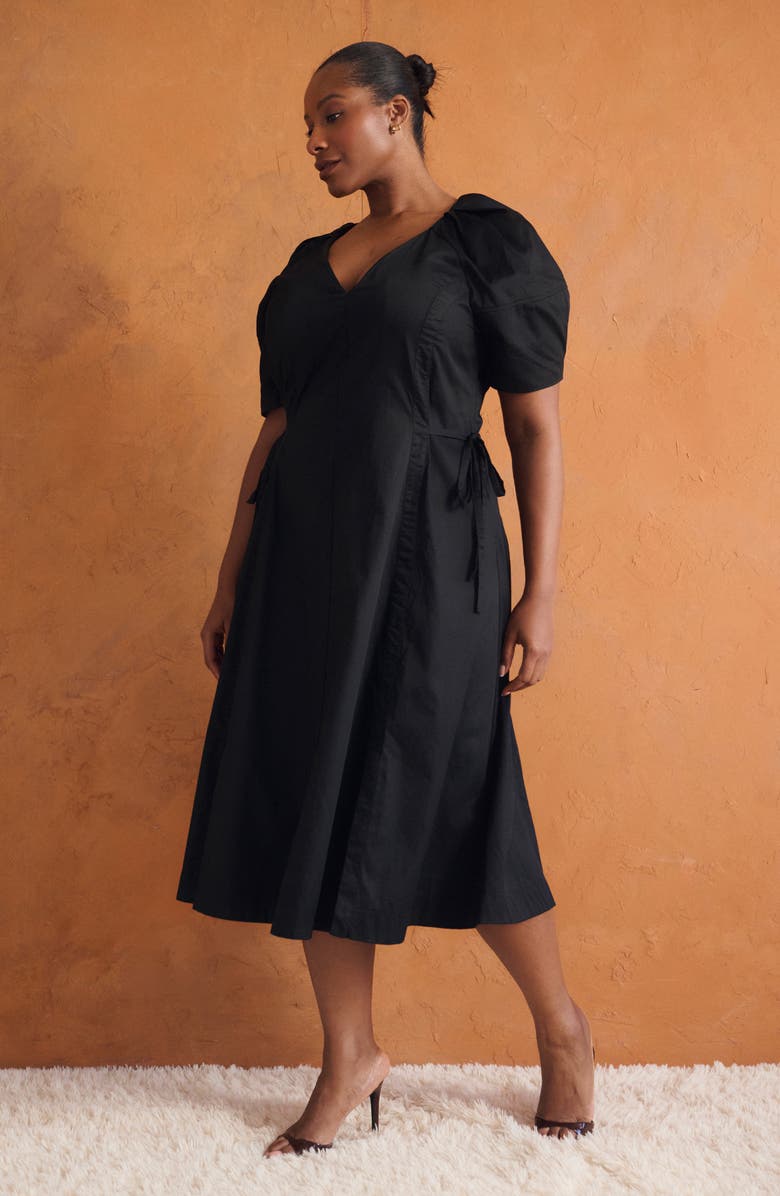 Estelle Kyah Faux Wrap Dress, Alternate, color, Black