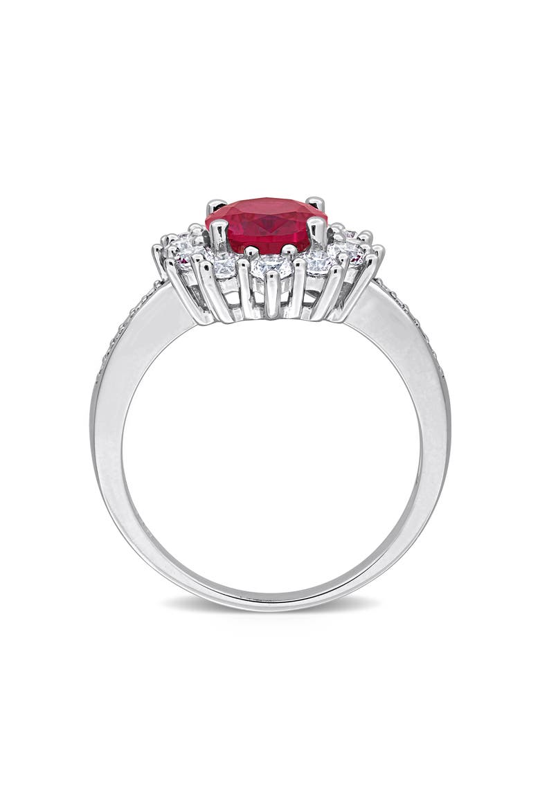 Diamond & Lab Created Ruby Ring, Alternate, color, RED