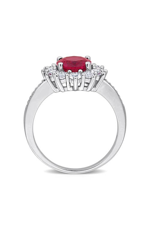 Delmar Diamond & Lab Created Ruby Ring In Red