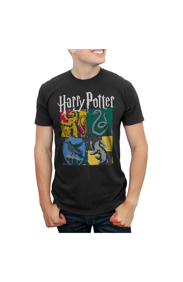 HARRY POTTER Men's Harry Potter Hogwarts Houses Vintage Collage  Graphic T-Shirt, Main, color, Black