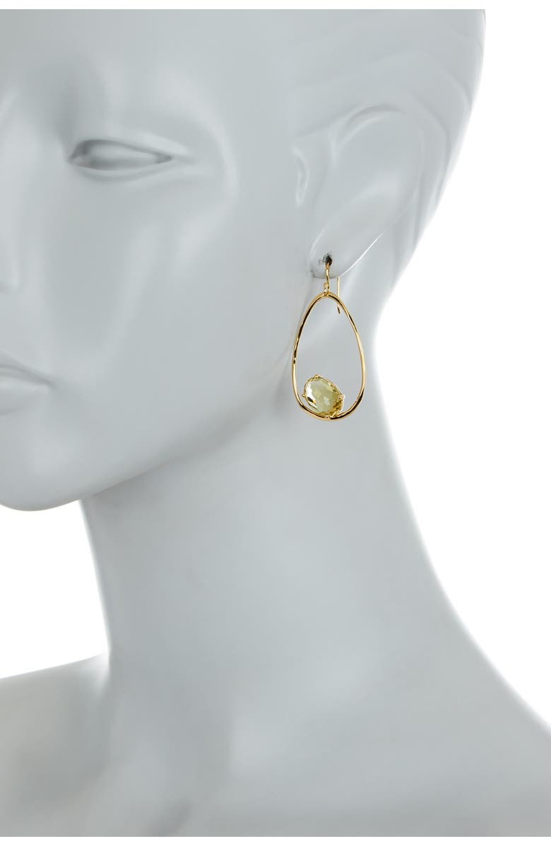 Ippolita 18K Gold Rock Candy Wire Earrings with One Large Oval Stone in Green Gold Citrine, Alternate, color, 