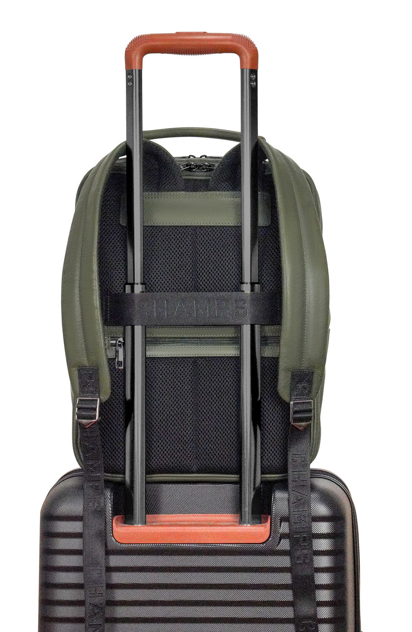 CHAMPS Compact Leather Travel Backpack, Alternate, color, Khaki