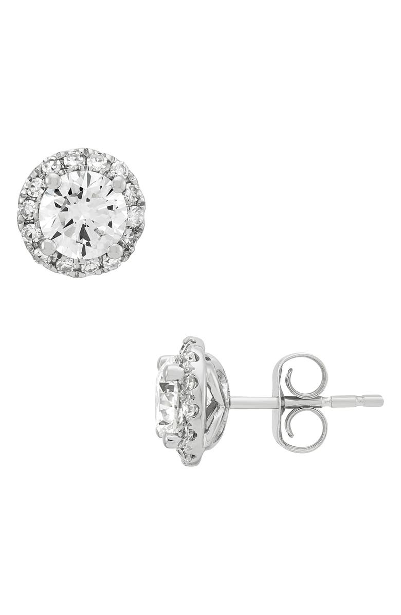 Frankie & Zoe 10K White Gold Lab Grown Diamond Halo Stud Earrings, Alternate, color, White Gold