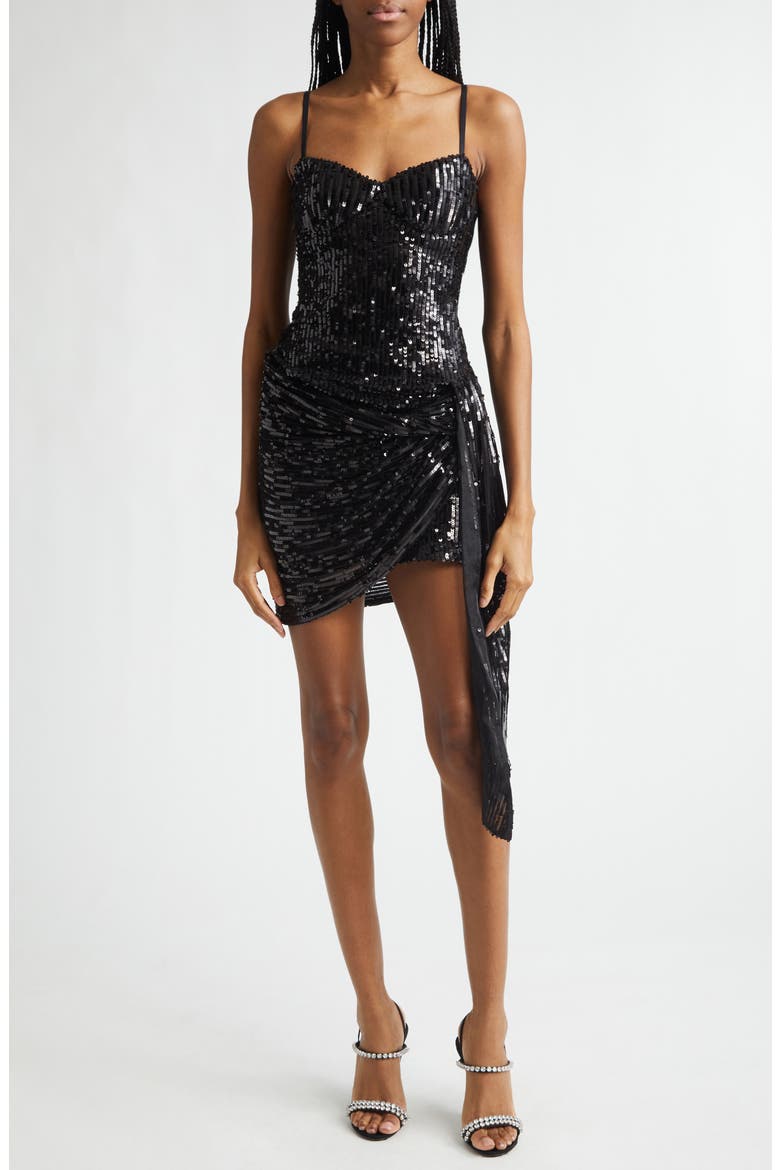 Sequin Minidress, Main, color, BLACK