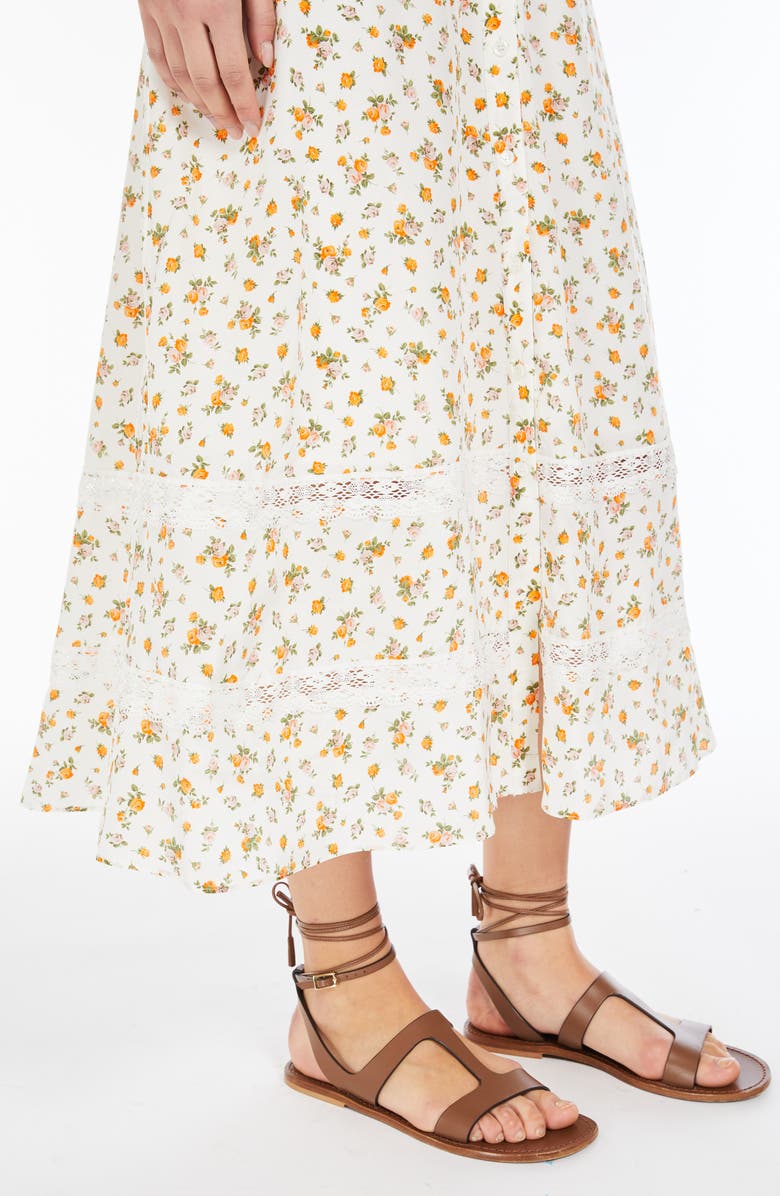 Weekend Max Mara Floral Lace Detail Silk Dress, Alternate, color, White