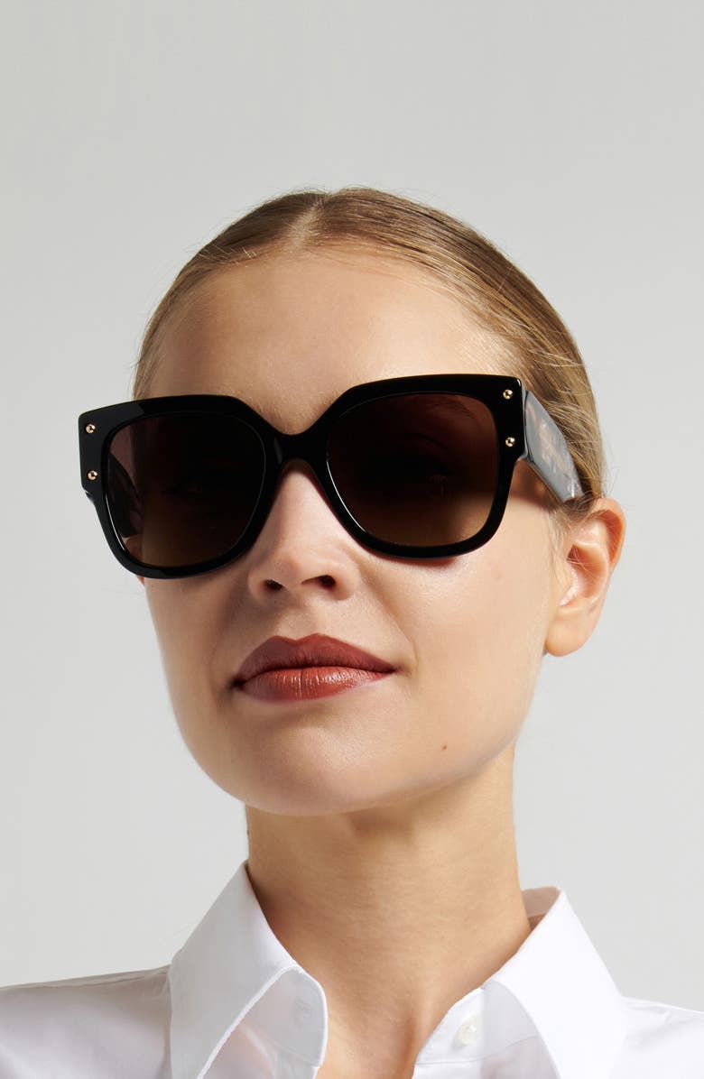 Carolina Herrera Her 55mm Gradient Square Sunglasses, Alternate, color, Black/ Brown Sf