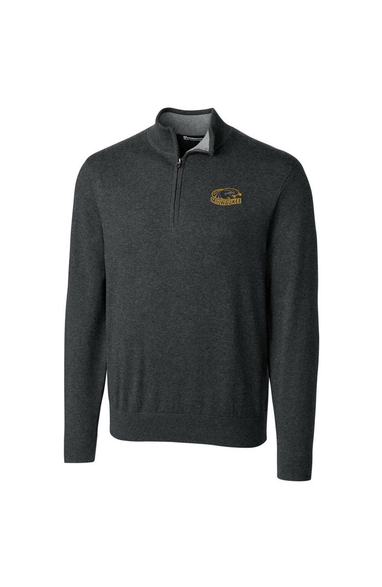 Cutter & Buck Men's Cutter & Buck Heathered Gray Wisconsin-Milwaukee Panthers Big & Tall Lakemont Tri-Blend Quarter-Zip Pullover Top, Main, color, 