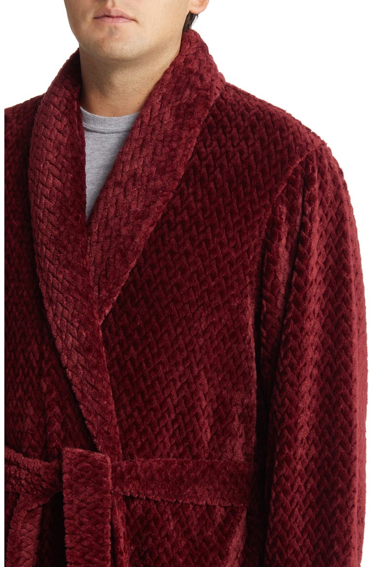 Plush Jacquard Robe, Alternate, color, BURGUNDY SPICE