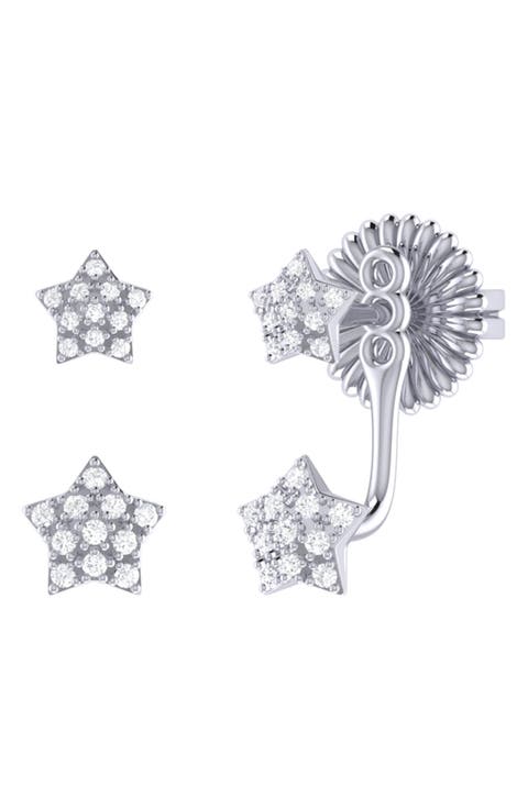 Star Duo Diamond Stud Earrings