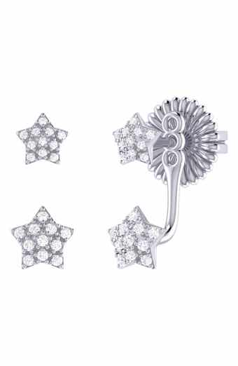 LuvMyJewelry Star Duo Diamond Stud Earrings