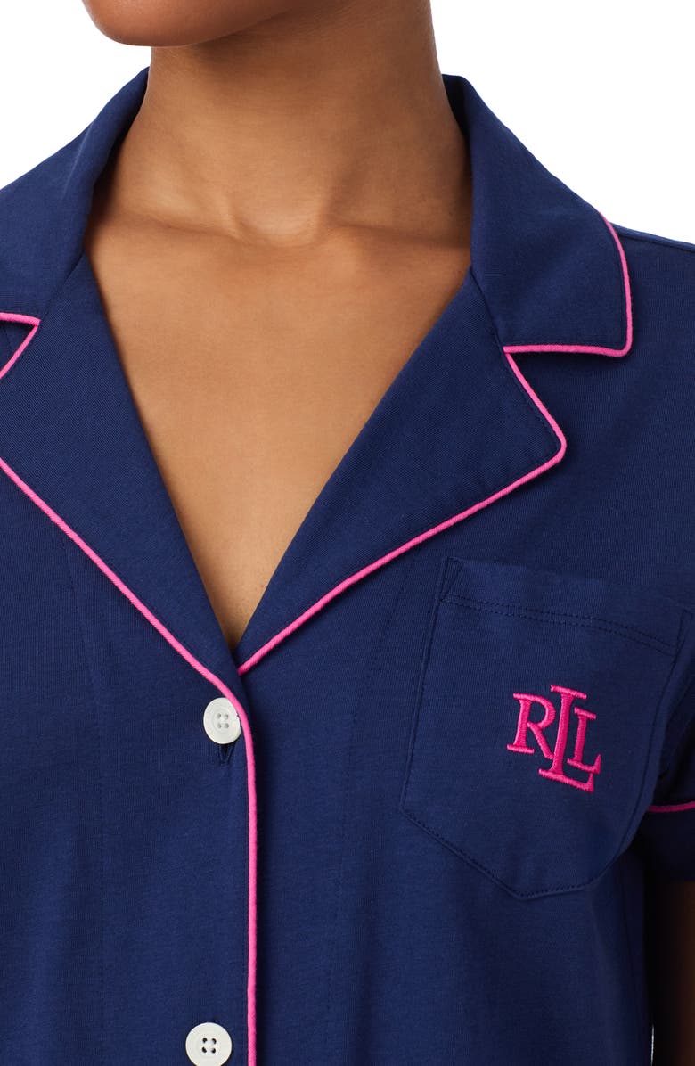 Lauren Ralph Lauren Notch Collar Boxer Short Pajamas, Alternate, color, Navy