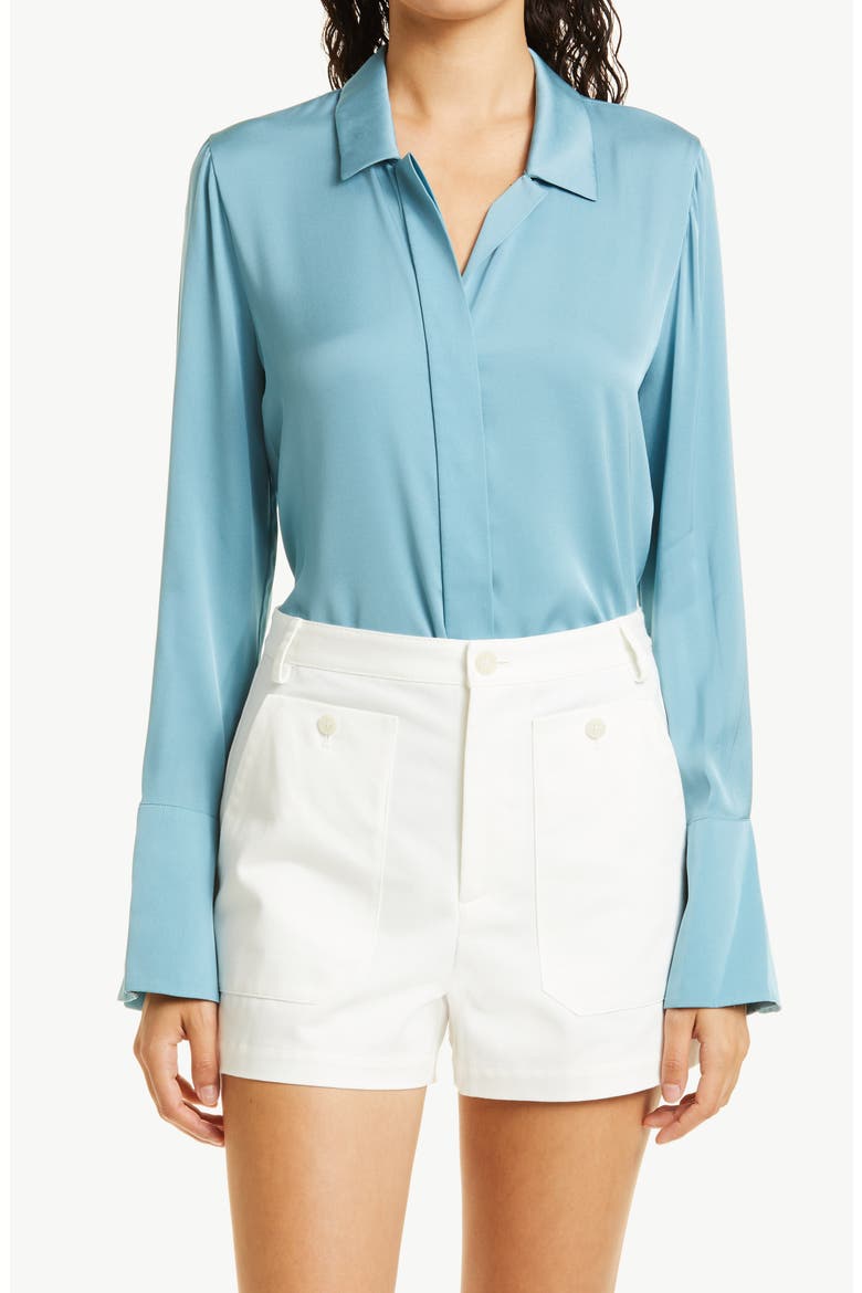 Liv Stretch Silk Blouse, Main, color, SLATE