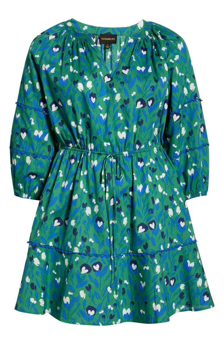 SUGARLIPS Laury Floral Print Minidress, Alternate, color, Kelly-Multi