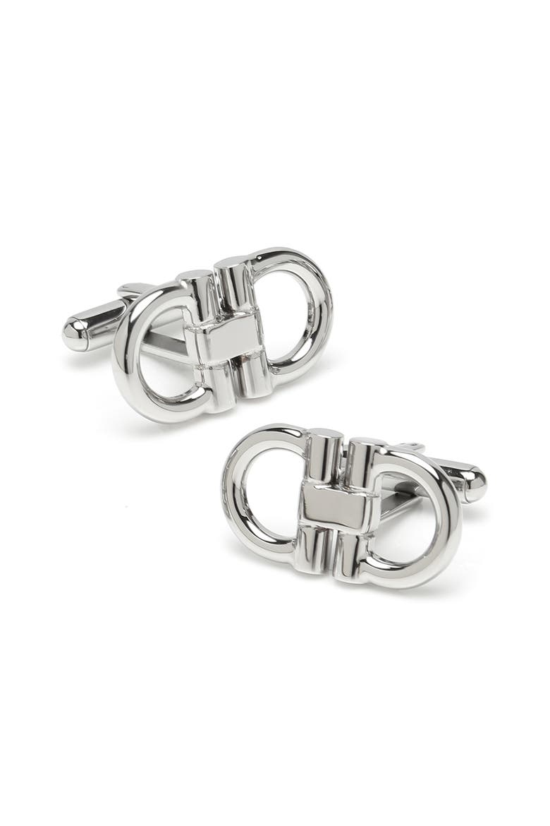 Horsebit Stainless Steel Cuff Links & Studs Set, Alternate, color, SILVER