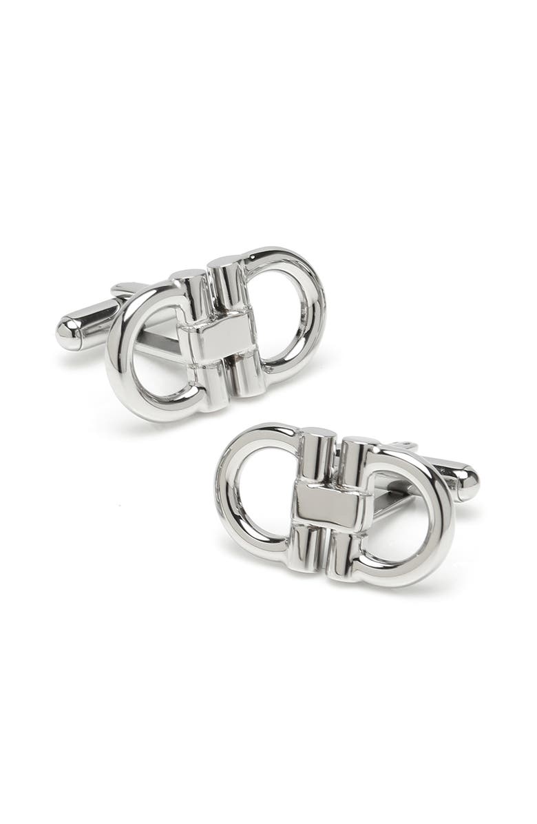 Cufflinks, Inc. Horsebit Stainless Steel Cuff Links & Studs Set, Alternate, color, Silver