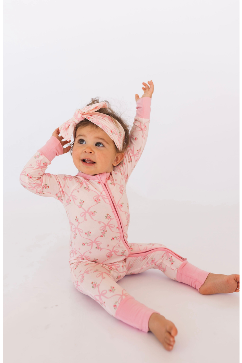 Rosie Bow Zipper Romper, Main, color, Blush Pink