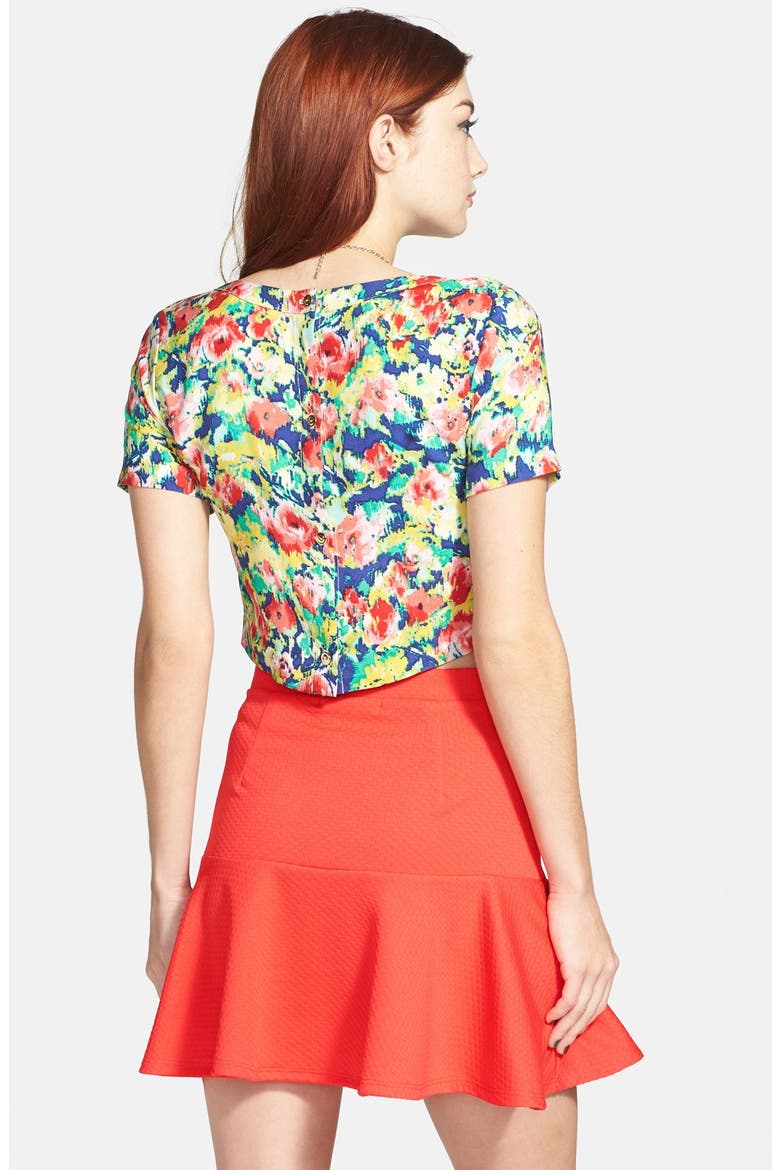 Ruffle Peplum Skirt, Alternate, color, CORAL